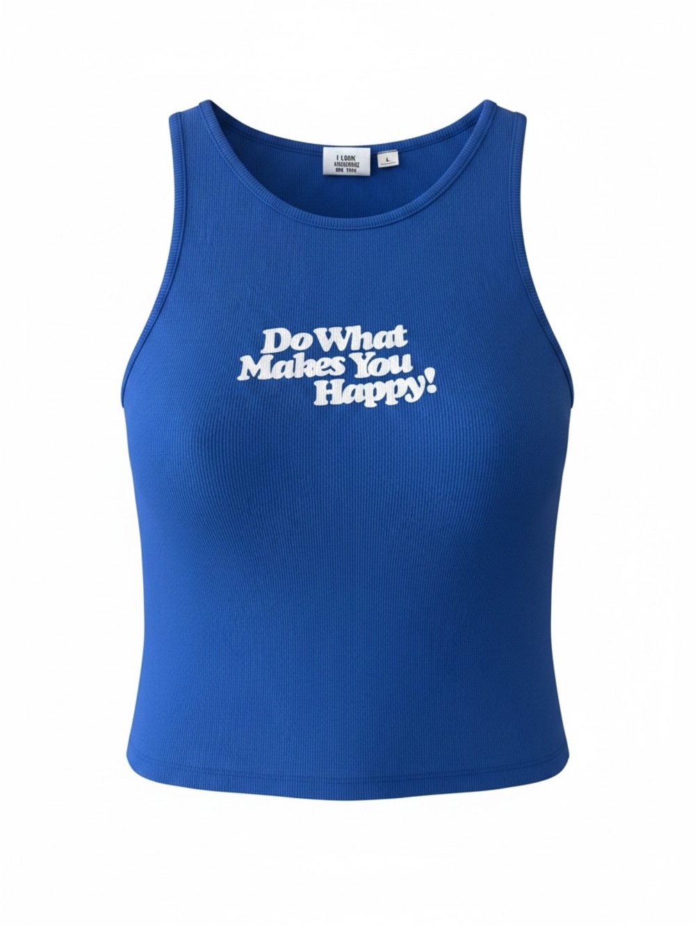 Do What Makes You Happy Blue Ribbed Tank Top